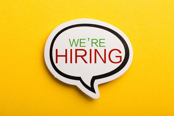We Are Hiring Speech Bubble Isolated On Yellow