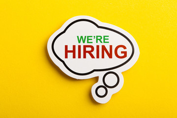 We Are Hiring Speech Bubble Isolated On Yellow