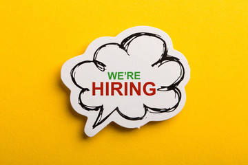 We Are Hiring Speech Bubble Isolated On Yellow