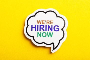 We Are Hiring Speech Bubble Isolated On Yellow