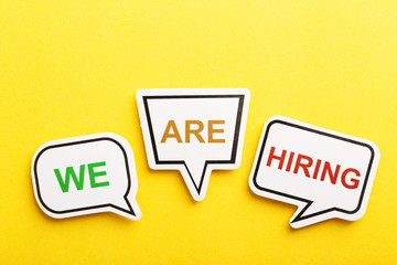 We Are Hiring Speech Bubble Isolated On Yellow