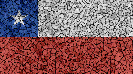 Mosaic Tiles Painting of Chile Flag, Background Texture