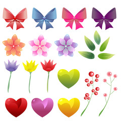 colorful flower valentine set element