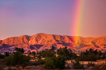 Rainbow in mountains