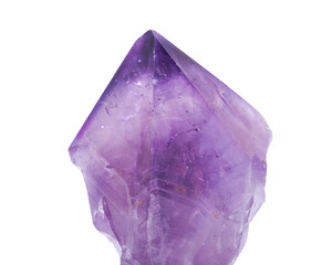 Large Amethyst Phantom  Point from Brazil isolated on white background.