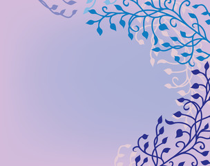 ivy vine background vector with floral leaves and curls design elements that are editable in soft romantic pastel purple pink and blue