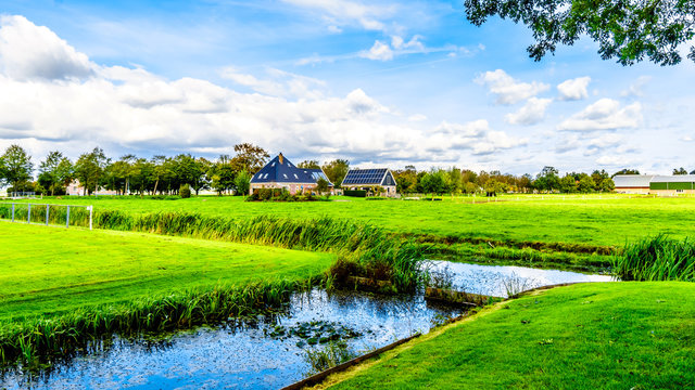 Typical Dutch Polder Landscape in the Beemster Polder in the western province of Noord Holland in the Netherlands
