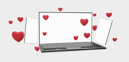 computer mobile phone online dating flirt online 3d-illustration