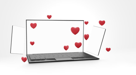 computer mobile phone online dating flirt online 3d-illustration