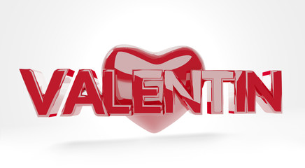 Fototapeta premium Valentine's Day glossy red 3d-illustration