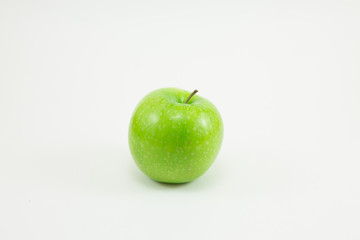 Green apples on white background