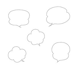 破線のもくもくふきだしのセット