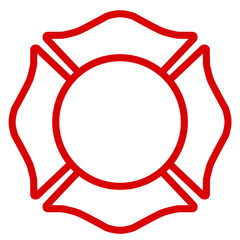 Firefighter Emblem St Florian Maltese Cross White with Red Outline