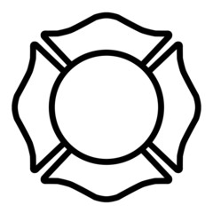 Firefighter Emblem St Florian Maltese Cross Symbol White with Black Outline