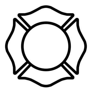 Firefighter Emblem St Florian Maltese Cross Symbol White with Black Outline