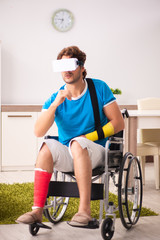 Injured man recovering from his injury