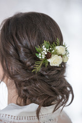 Obraz na płótnie Canvas flower bouquet hair hand wedding event bride groom love color spring