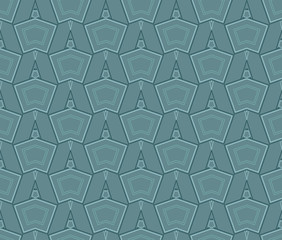Seamless geometric pattern, background, ornament. Five colors. Useful as design element for texture and artistic compositions.