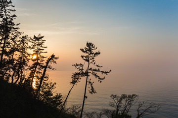 Sunset on Noto Hanto Peninsula coastline in Wajima Prefecture, Japan