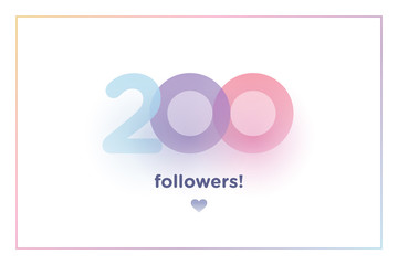 200, followers thank you colorful background number with soft shadow. Illustration for Social Network friends, followers, Web user Thank you celebrate of subscribers or followers and like