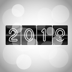 Happy New Year 2019 vector mechanical flip clock design in the process of the flip.