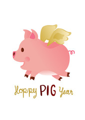 Happy chinese new year 2019 greeting card.Pig year template.