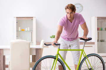 Student commuting to university using cycle
