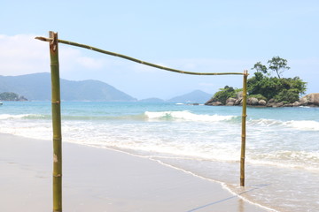 Bamboo goal on the beach