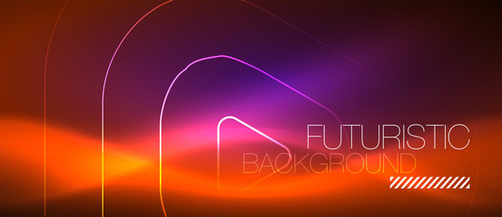 Color shiny neon lights background with abstract lines