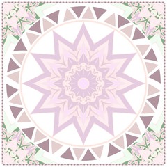 Card Template With Floral Mandala Pattern. Vector Background. Pastel color