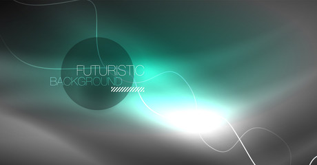 Neon lines wave background. Abstract composition