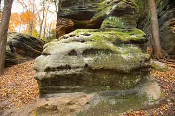 Sedimentary rock of Ritchie Ledges in Cuyahoga Valley National Park.