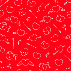 Vector seamless pattern with hearts for Valentines Day.