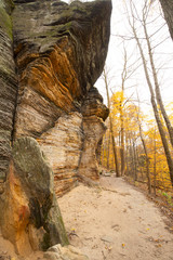 Sedimentary rock of Ritchie Ledges in Cuyahoga Valley National Park.