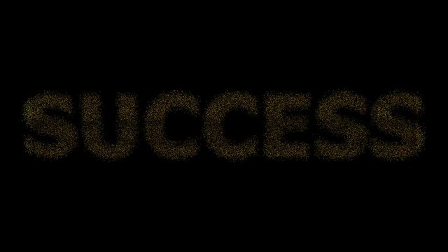 Big text Success made from mnay particles in space, 3d rendering computer generated background