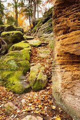 Sedimentary rock of Ritchie Ledges in Cuyahoga Valley National Park.