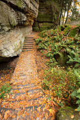 Stairs near a bat cave in Cuyahoga Valley National Park.