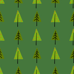 Vector pattern for decoration design with Christmas trees and pines