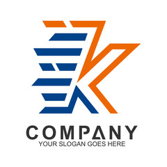 fast letter K logo design