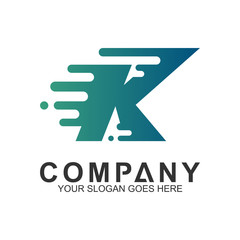 green letter K logo with fast movement