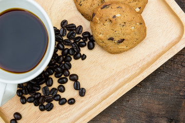 chocolate cashew nut Cookie with coffee