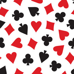 Vector seamless pattern with playing card symbols.