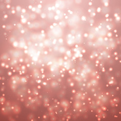 Abstract colorful bokeh and glowing spakling shining particles in random. Lighting effects of flash. Blurred vector background with light glare.