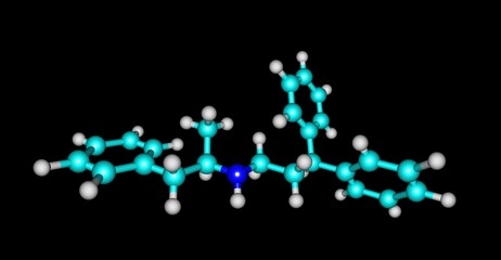 Prenylamine molecular structure isolated on black