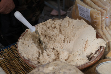 Traditional cheese with worms in Mamoiada, Nuoro, Sardinia, Italy