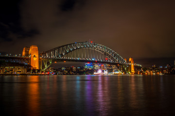Fototapeta na wymiar Sydney Harbor Bridge Night Lights
