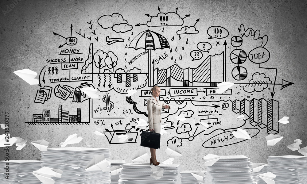 Wall mural successful confident business woman in suit.