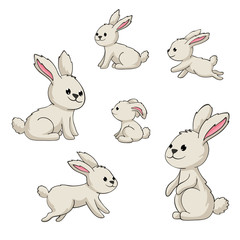 Collection of some cute rabbits, hand draw illustration
