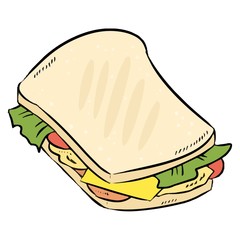 Sandwich colorful doodle icon. Vector isolated icon