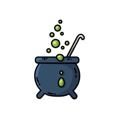 Magic cauldron flat icon. Vector isolated cartoon style